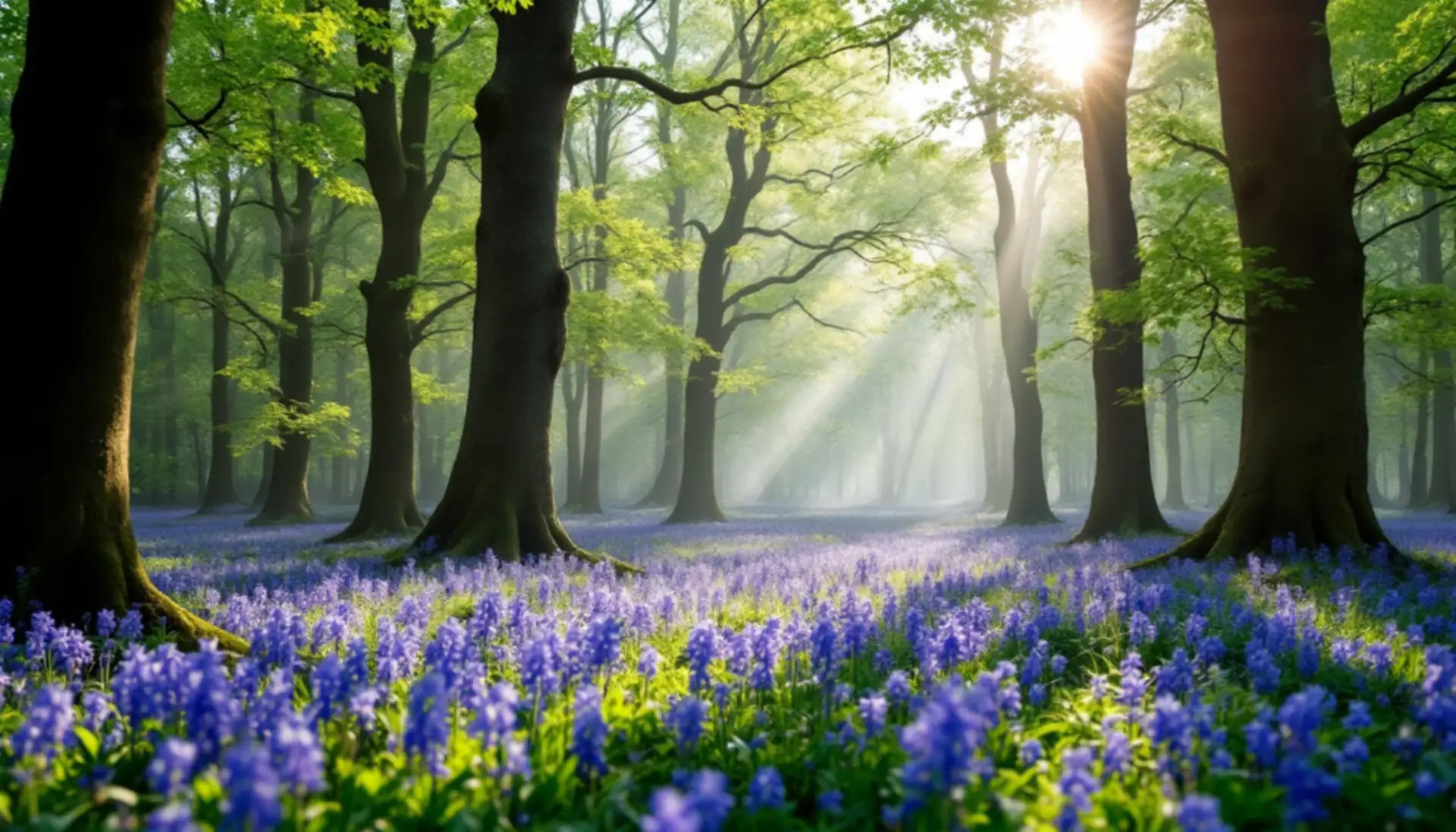 A carpet of wild bluebells under tall beech trees in a woodland glade, GladeFund personal loan requests $100 to $5,000